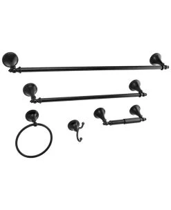 Kingston Brass Naples 18-Inch And 24-Inch Towel Bar Bathroom Accessory Set In Black