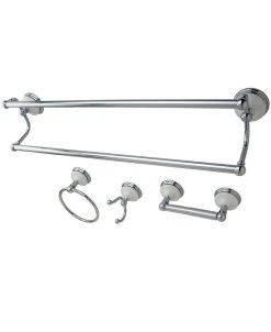 Kingston Brass Victorian 4-Pc. Dual Towel Bar Bathroom Hardware Set In Polished Chrome