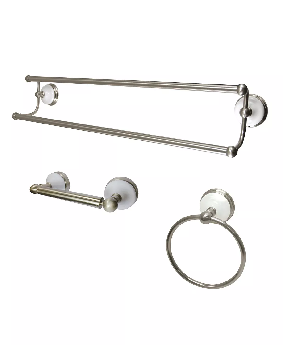 Kingston Brass 3-Pc. Bathroom Accessory Set In Brushed Nickel 1 Kingston Brass 3-Pc. Bathroom Accessory Set In Brushed Nickel
