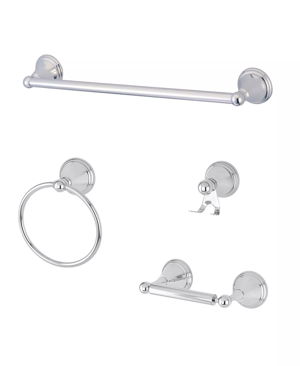 Kingston Brass Governor 4-Pc. Bathroom Accessories Set In Polished Chrome 1 Kingston Brass Governor 4-Pc. Bathroom Accessories Set In Polished Chrome