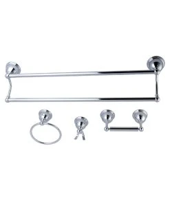 Kingston Brass Restoration 4-Pc. Dual Towel Bar Bathroom Hardware Set In Polished Chrome