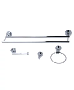 Kingston Brass Concord 4-Pc Dual Towel Bar Bathroom Accessories Set In Polished Chrome