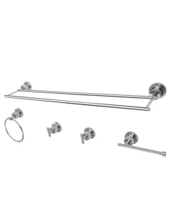 Kingston Brass Dual-Towel Bar 5-Pc. Bathroom Accessory Set In Polished Chrome
