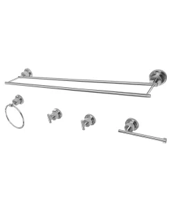 Kingston Brass Concord Dual-Towel Bar 5-Pc. Bathroom Accessory Set In Polished Chrome