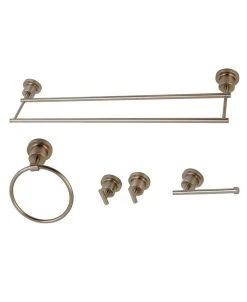 Kingston Brass Concord Dual-Towel Bar 5-Pc. Bathroom Accessory Set In Brushed Nickel