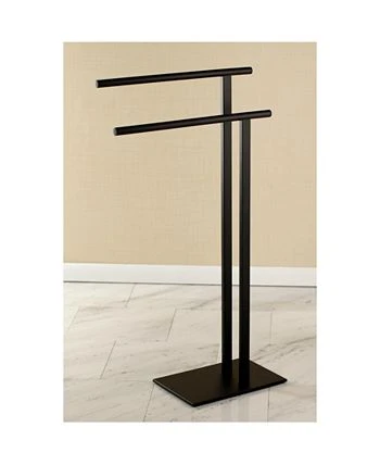 Kingston Brass Double L Shape Pedestal Towel Holder In Matte Black 2 Kingston Brass Double L Shape Pedestal Towel Holder In Matte Black - Image 2