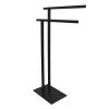 Kingston Brass Double L Shape Pedestal Towel Holder In Matte Black