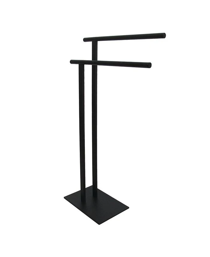 Kingston Brass Double L Shape Pedestal Towel Holder In Matte Black 1 Kingston Brass Double L Shape Pedestal Towel Holder In Matte Black