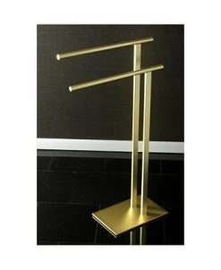 Kingston Brass Double L Shape Pedestal Towel Holder In Satin Brass -Hotel Collection Shop 14771520 fpx