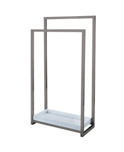 Kingston Brass Pedestal 2-Tier Steel Construction Towel Rack With Wooden Case