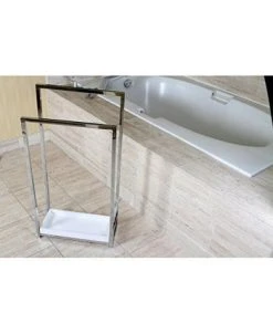 Kingston Brass Pedestal 2-Tier Steel Construction Towel Rack With Wooden Case -Hotel Collection Shop 14771542 fpx