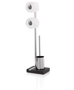 Blomus Toilet Butler With Short Brush Holder - Holds 2 Rolls Polished
