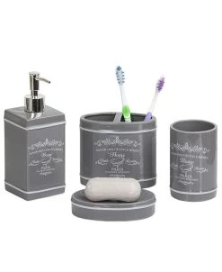 Home Basics Paris Bath Accessory 4 Piece Set