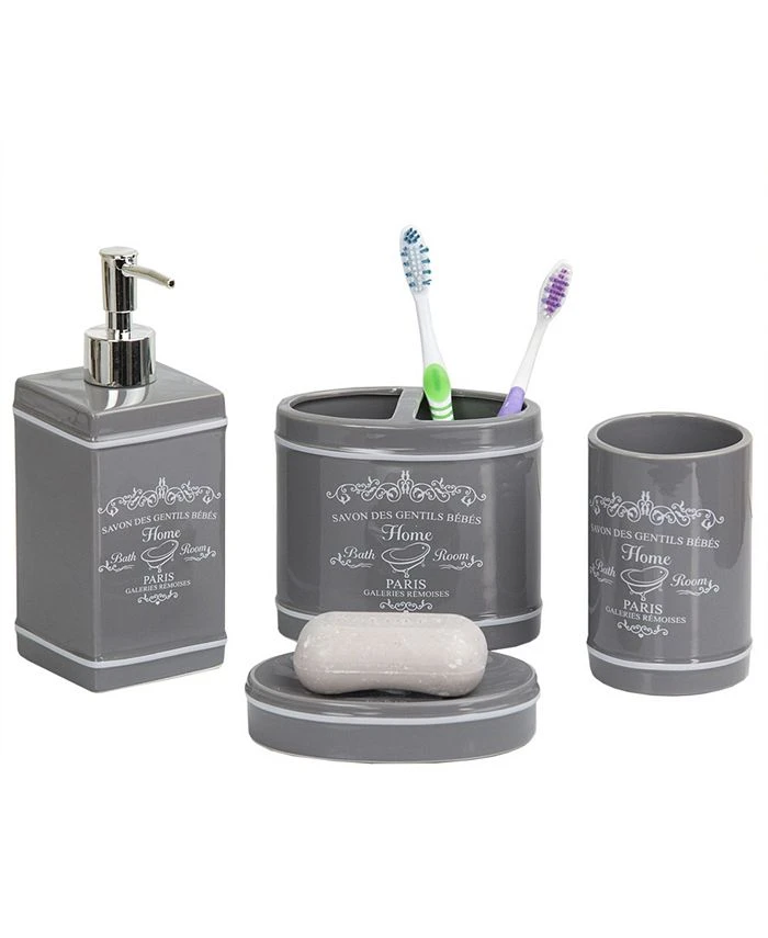 Home Basics Paris Bath Accessory 4 Piece Set 1 Home Basics Paris Bath Accessory 4 Piece Set