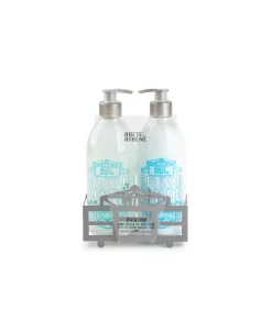 Arete & Athene Hand Soap & Lotion In Marquise Art Deco Caddy, Fresh Linen