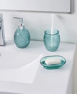 Seventh Studio Aqua Pin Glass Bath Accessories Set, 3 Pieces