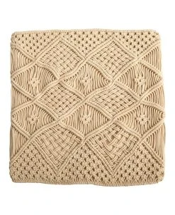 Nearly Natural Boho Cross Woven Macrame Decorative Pillow Cover, 18