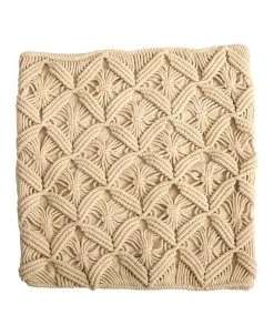 Nearly Natural Boho Diamond Woven Macrame Decorative Pillow Cover, 18