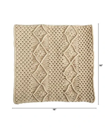 Nearly Natural Boho Woven Macrame Decorative Pillow Cover, 16 2 Nearly Natural Boho Woven Macrame Decorative Pillow Cover, 16 - Image 2