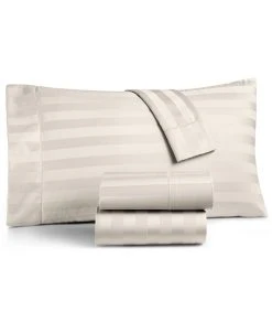 Charter Club 1.5 Stripe 550 Thread Count 100% Supima Cotton Fitted Sheet, King, Created For Macy's